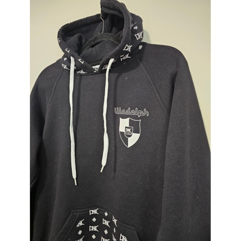 Illadelph x Ethik Mens Large Black White Hoodie Astronaut Graphic Streetwear ~ - Picture 3 of 8